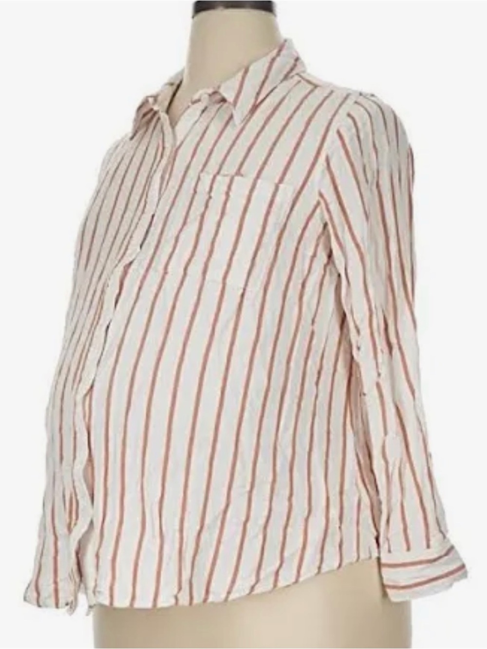 Ingrid & Isabel White Button-Down Shirt with Rust Stripes